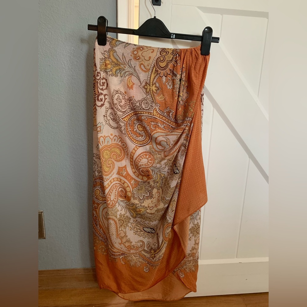 Orange Paisley Wrap Skirt
